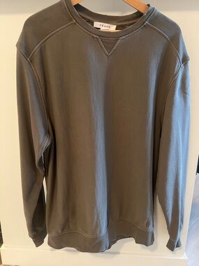 Frame Denim Men's Olive Green Crewneck Sweatshirt